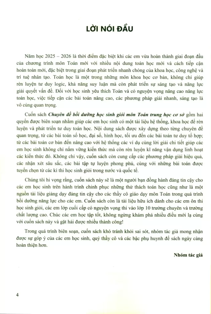 CHUYÊN ĐỀ BỒI DƯỠNG HỌC SINH GIỎI MÔN TOÁN TRUNG HỌC CƠ SỞ - QUYỂN 2: HÌNH HỌC - TỔ HỢP, XÁC SUẤT